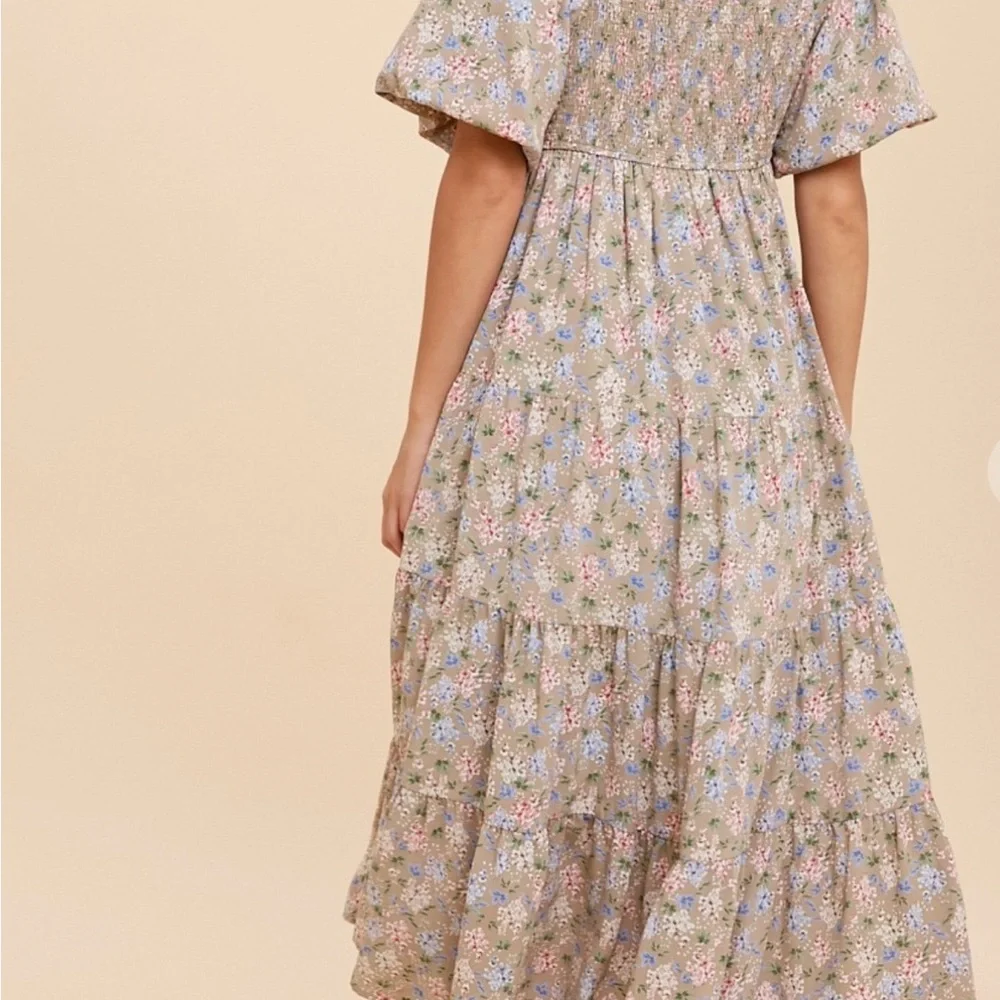Boho Floral Maxi Dress in Pastel Hues In Loom NWT - Picture 3 of 7